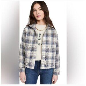 Blank NYC Once In A Lifetime Blue Plaid Tweed Shacket Medium Academia Preppy